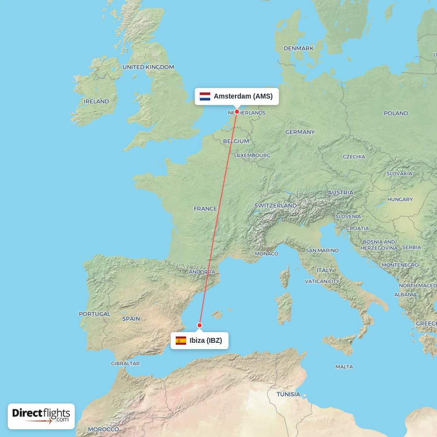 AMS - IBZ route map