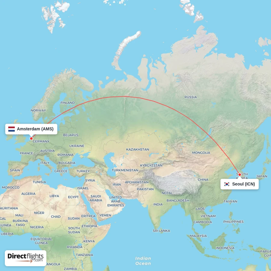 AMS - ICN route map