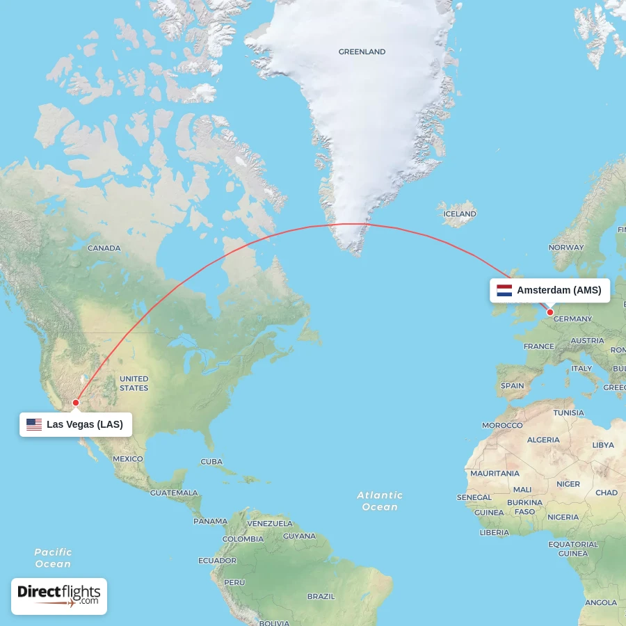 AMS - LAS route map
