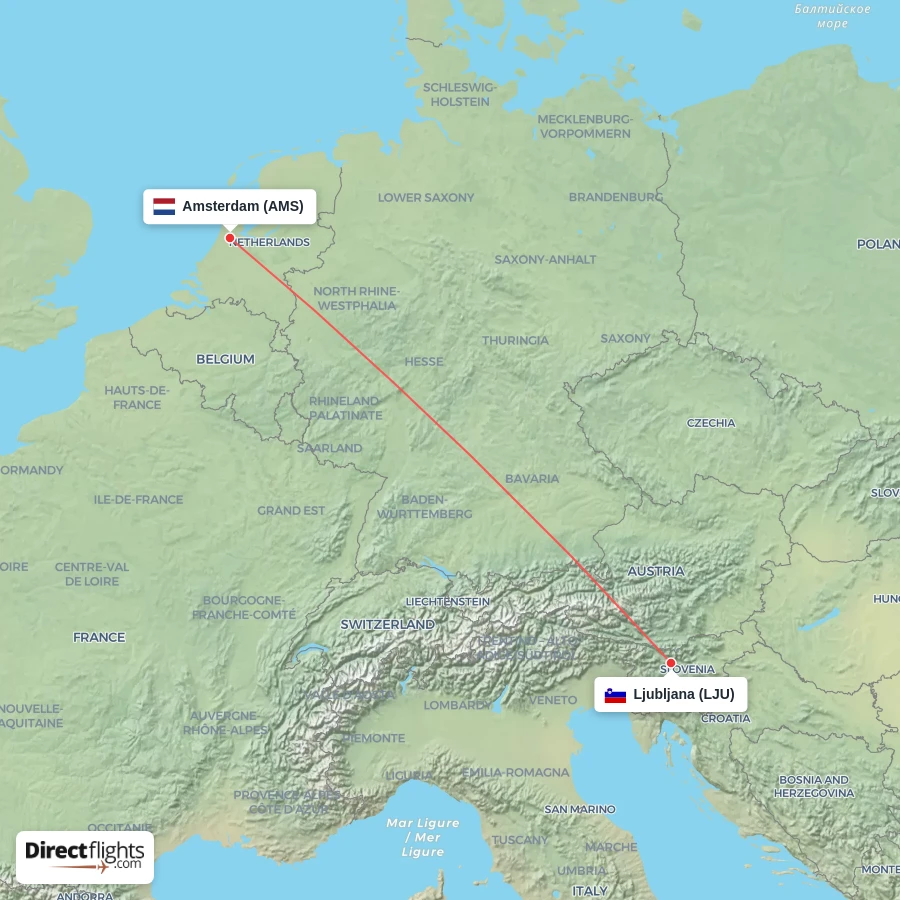 AMS - LJU route map