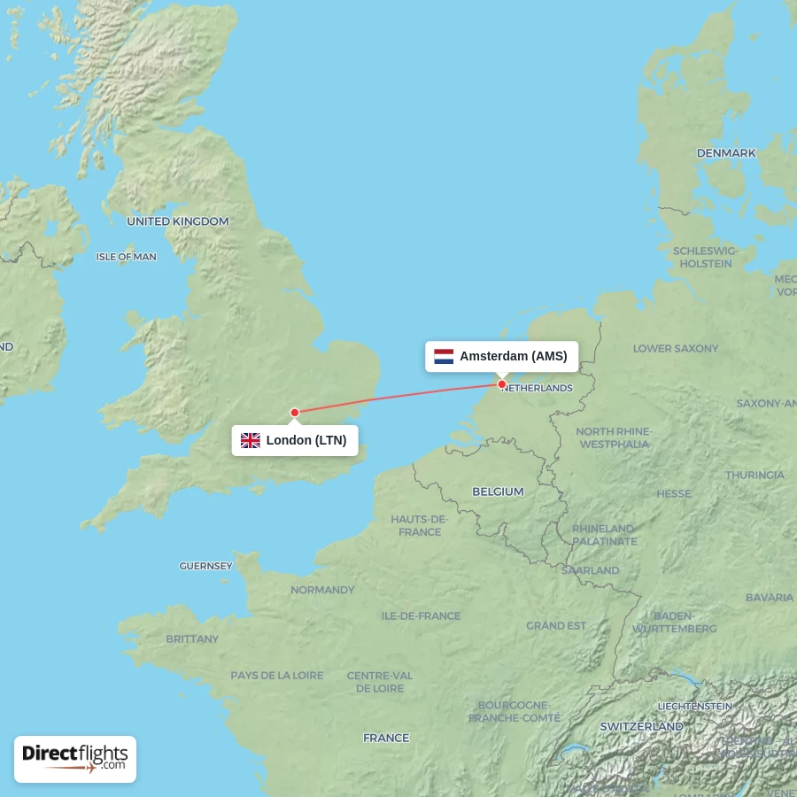 AMS - LTN route map