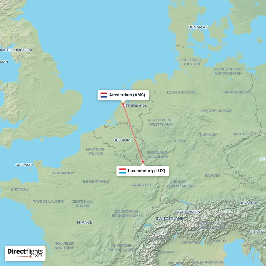 AMS - LUX route map