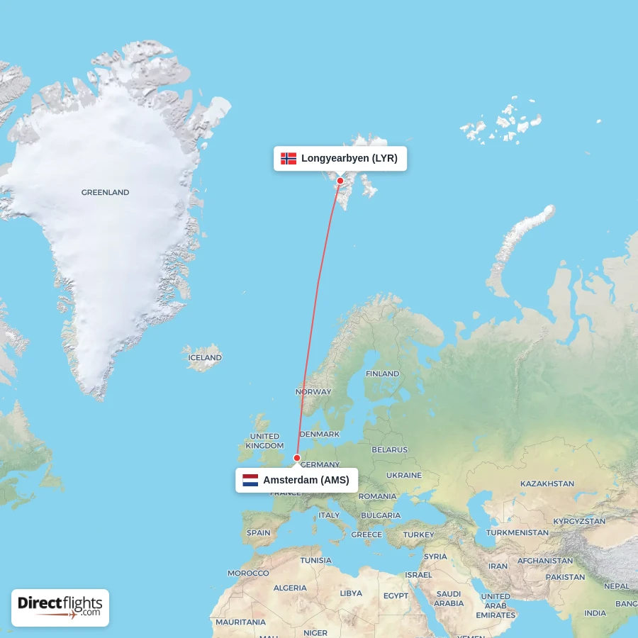 AMS - LYR route map