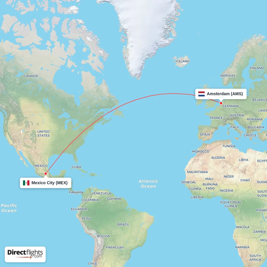 AMS - MEX route map
