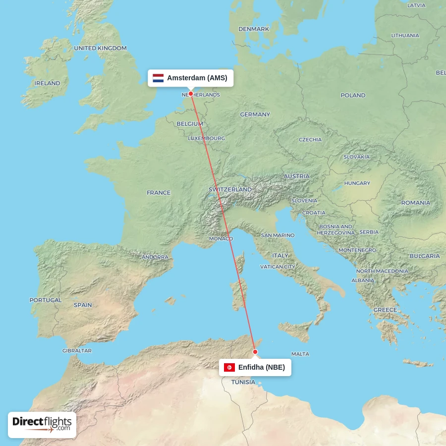 AMS - NBE route map