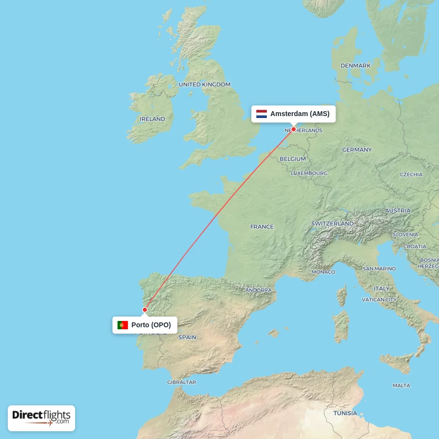 AMS - OPO route map