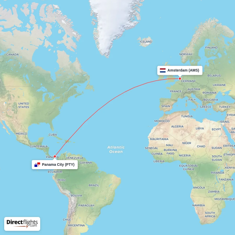 AMS - PTY route map
