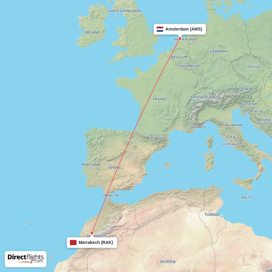 AMS - RAK route map