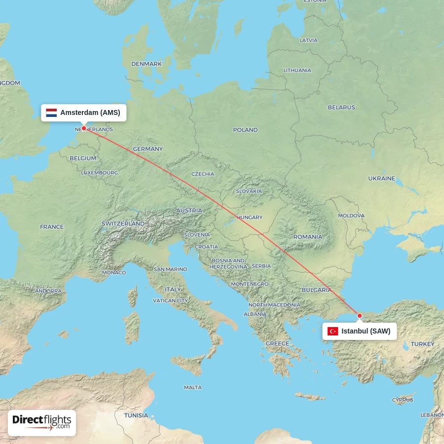 AMS - SAW route map
