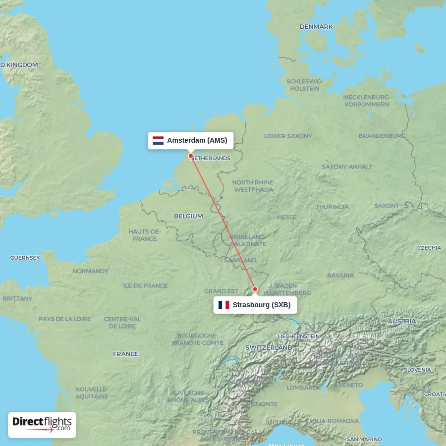 AMS - SXB route map
