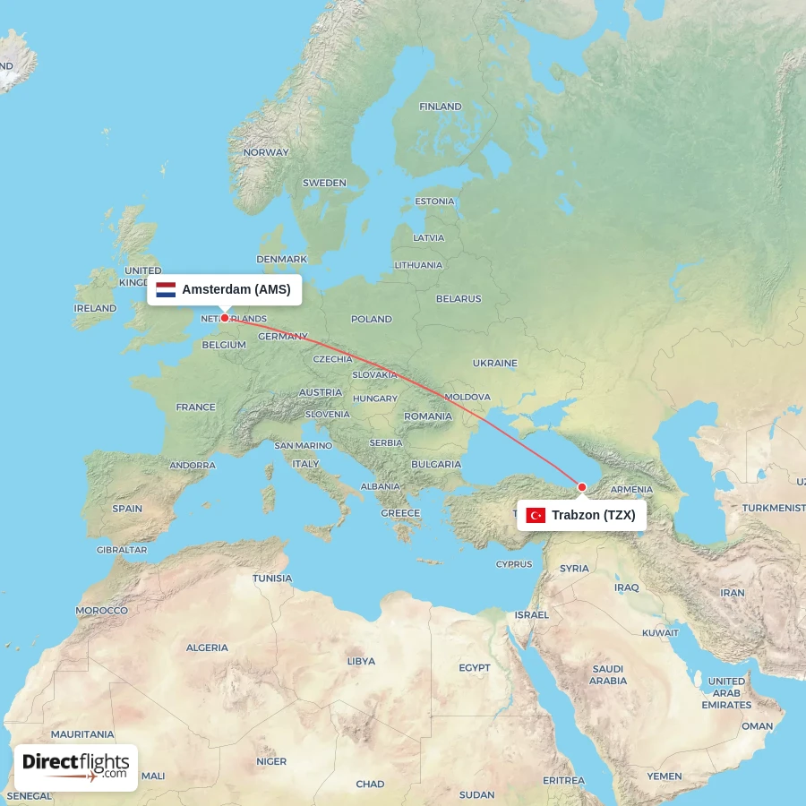 AMS - TZX route map