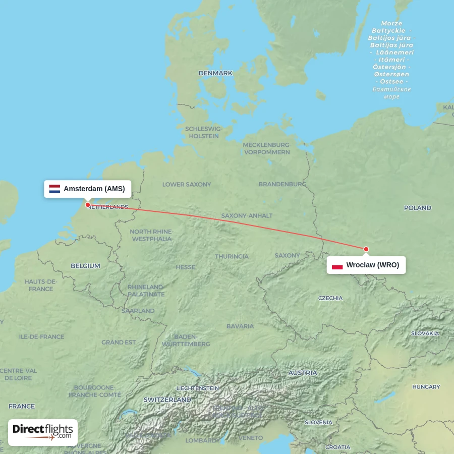 AMS - WRO route map