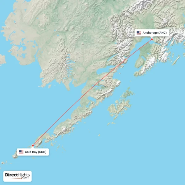 Anchorage - Cold Bay direct flight map