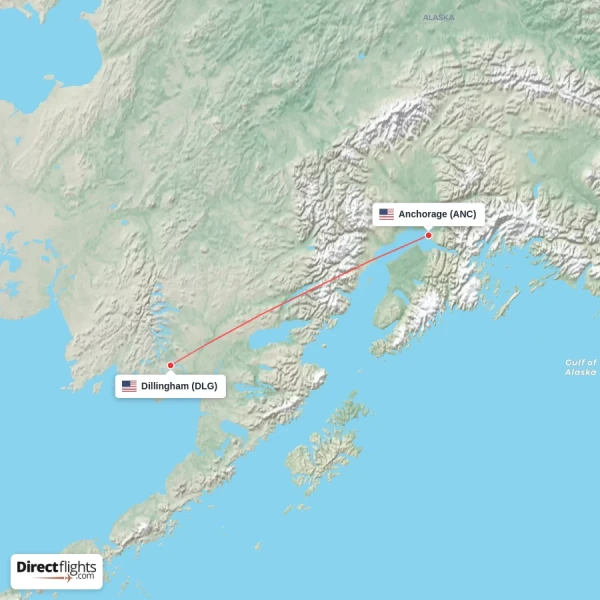 Anchorage - Dillingham direct flight map