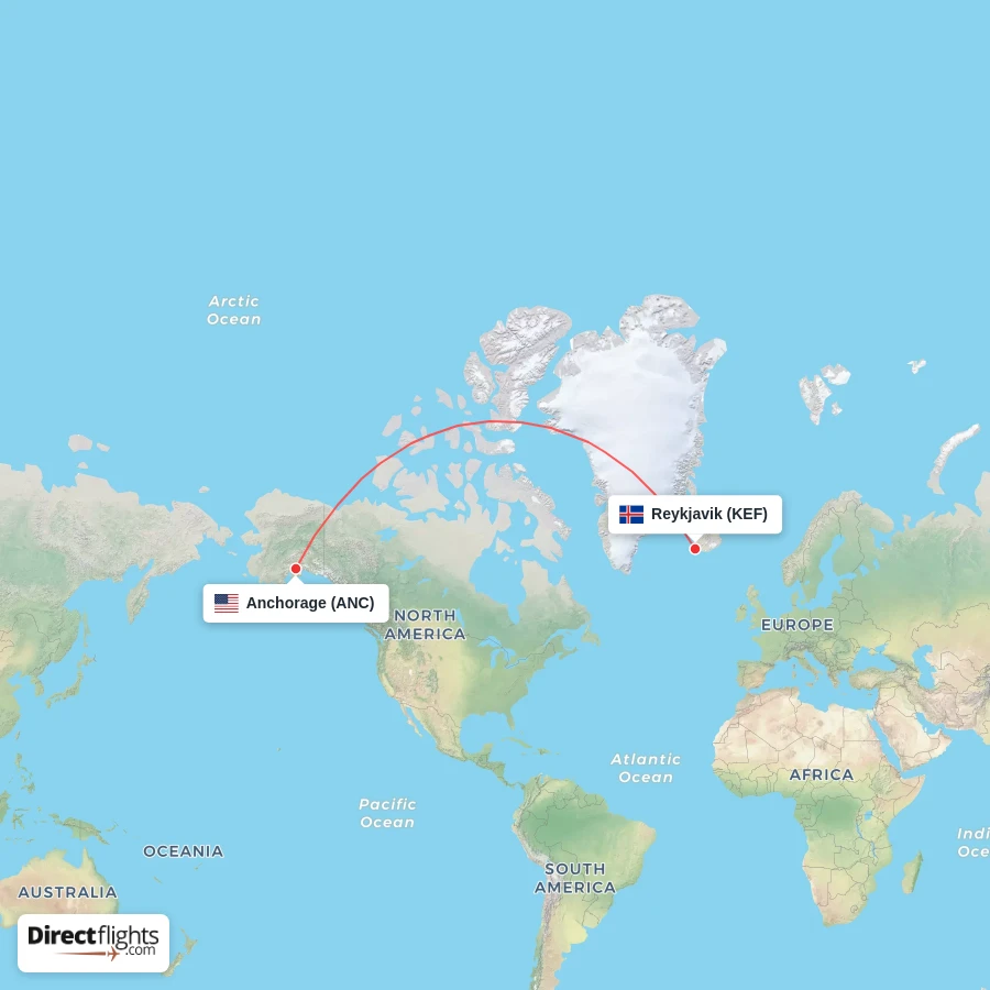 ANC - KEF route map