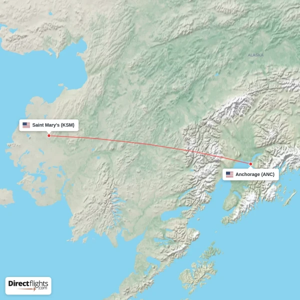 Anchorage - Saint Mary's direct flight map