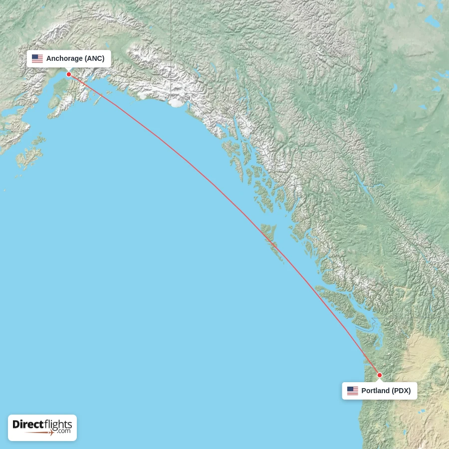 ANC - PDX route map