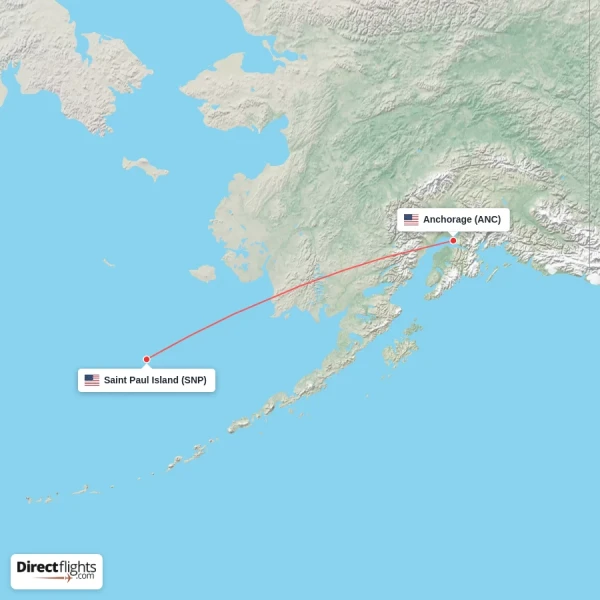 Anchorage - Saint Paul Island direct flight map