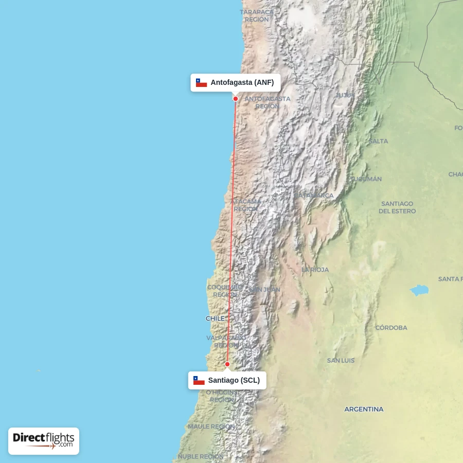 ANF - SCL route map