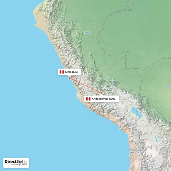 Andahuaylas - Lima direct flight map