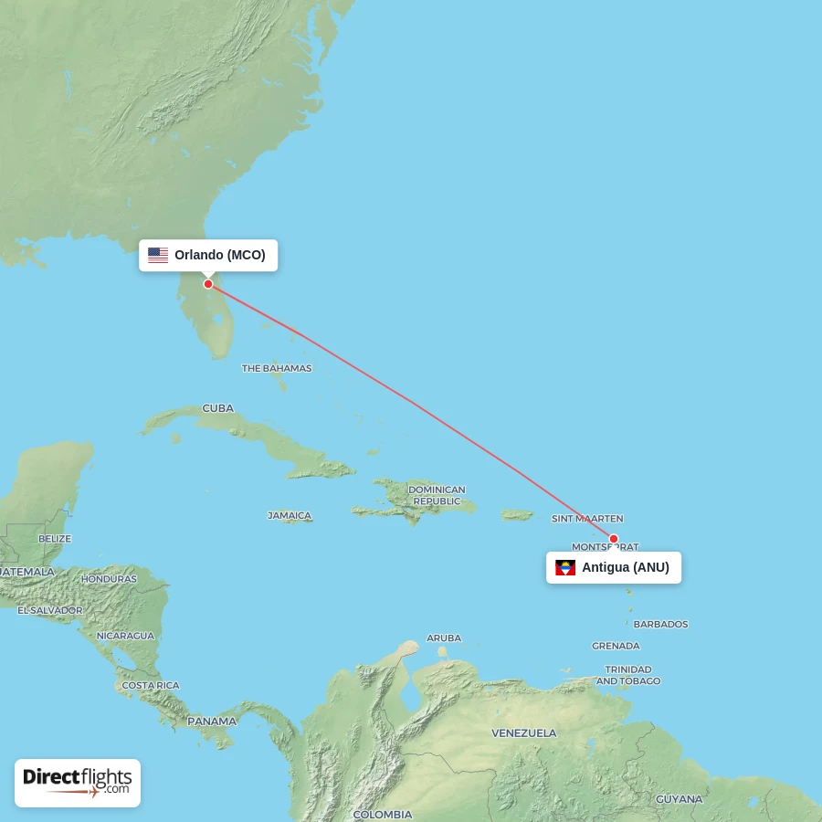 ANU - MCO route map