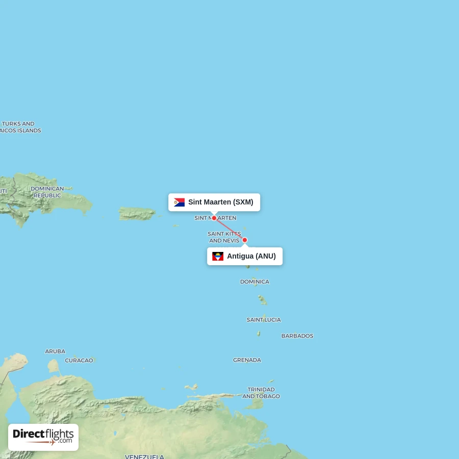 ANU - SXM route map