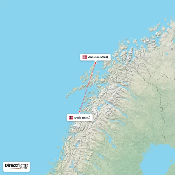 Andenes - Bodo direct flight map
