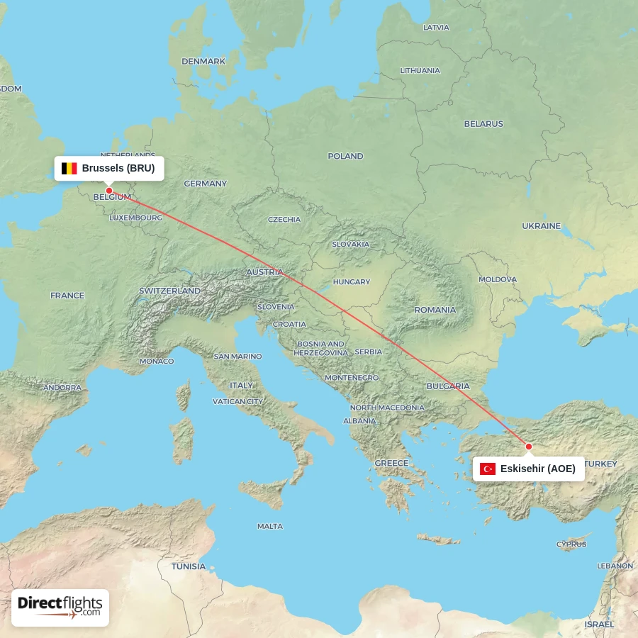 AOE - BRU route map