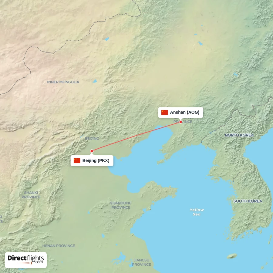 AOG - PKX route map