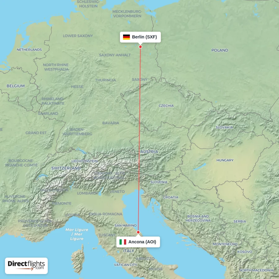 AOI - SXF route map