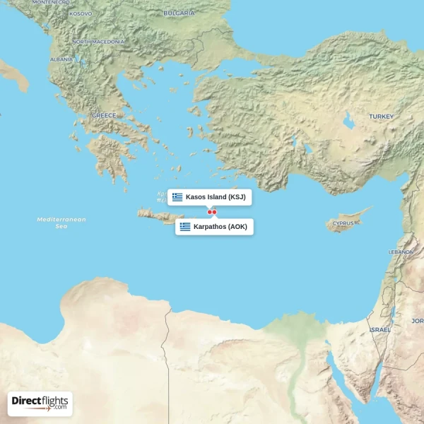 Karpathos - Kasos Island direct flight map