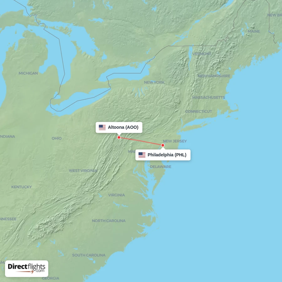 AOO - PHL route map