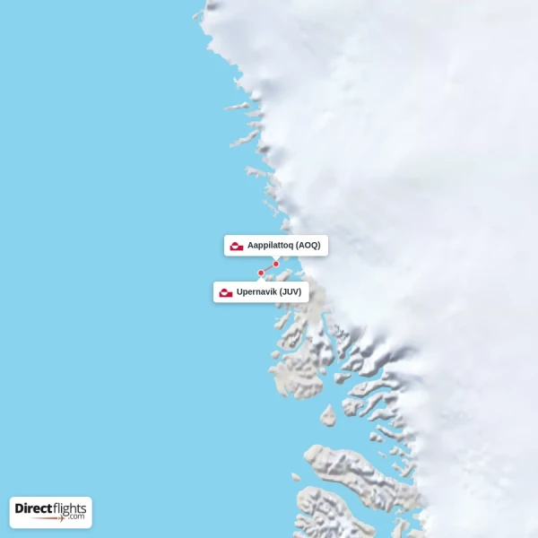 Aappilattoq - Upernavik direct flight map
