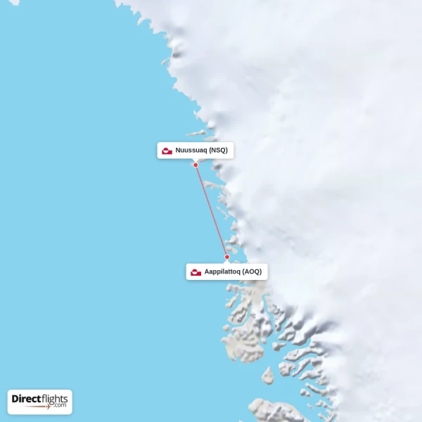 Aappilattoq - Nuussuaq direct flight map