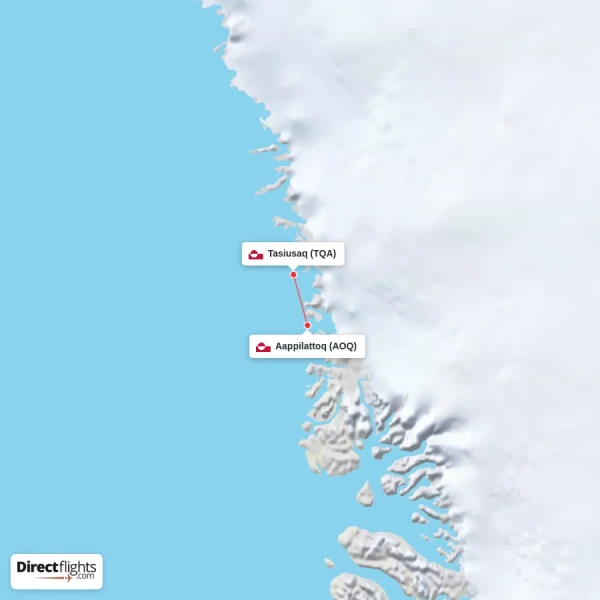 Aappilattoq - Tasiusaq direct flight map