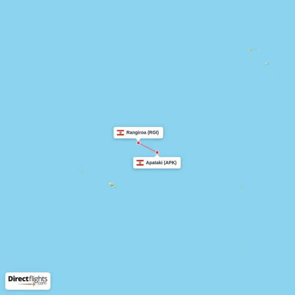 Apataki - Rangiroa direct flight map