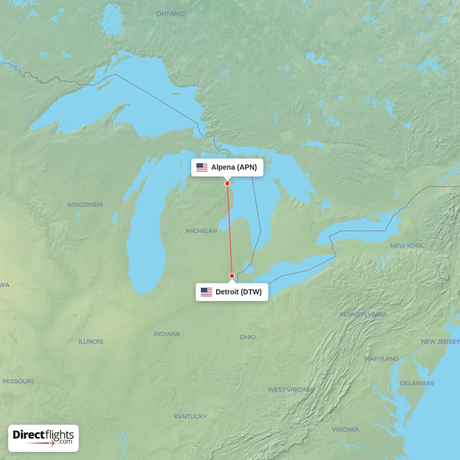 APN - DTW route map