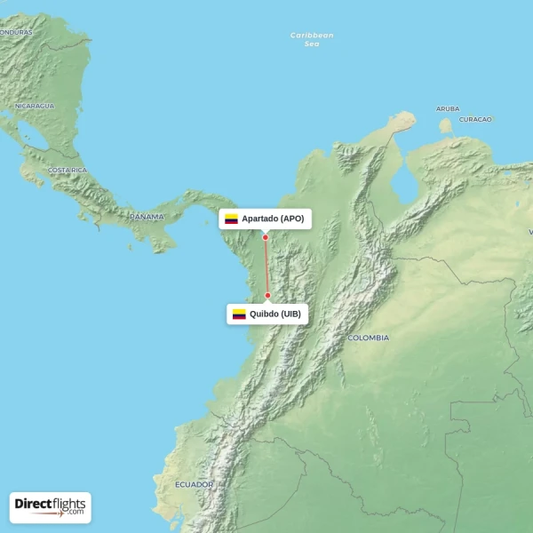 Apartado - Quibdo direct flight map