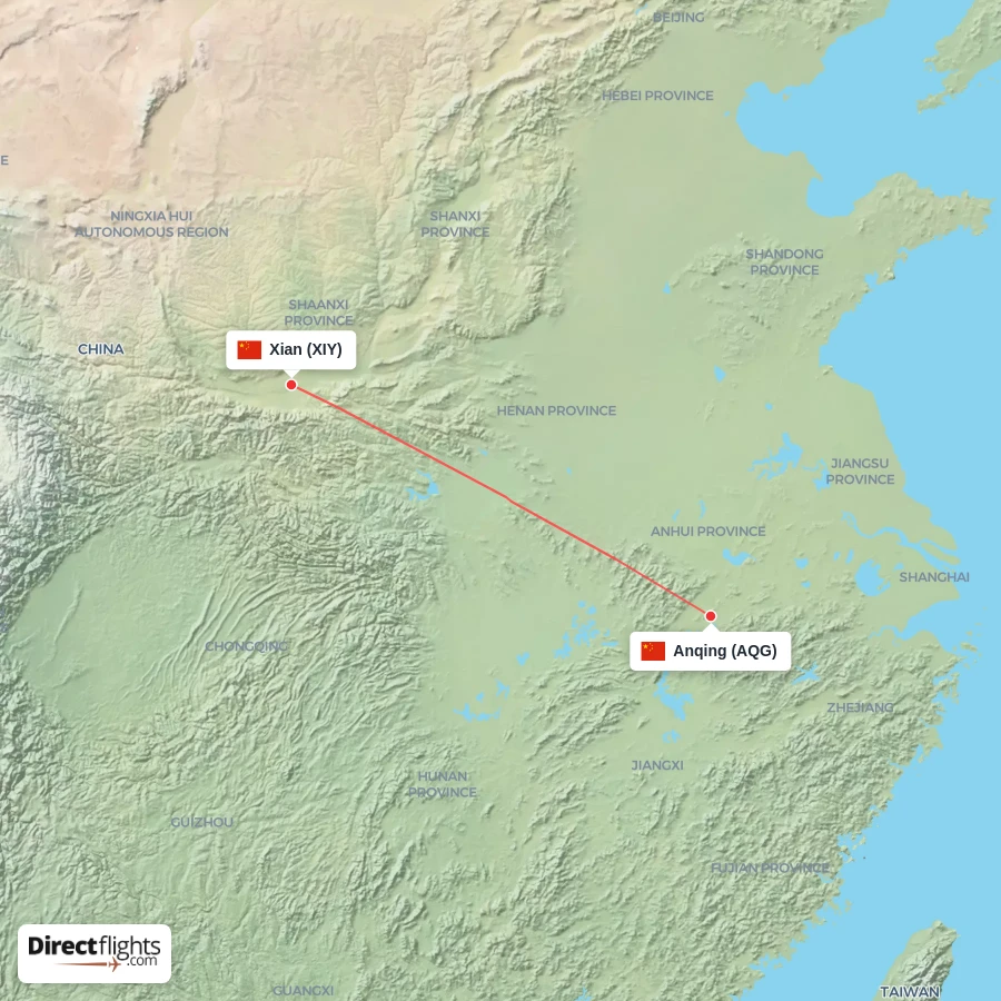 AQG - XIY route map