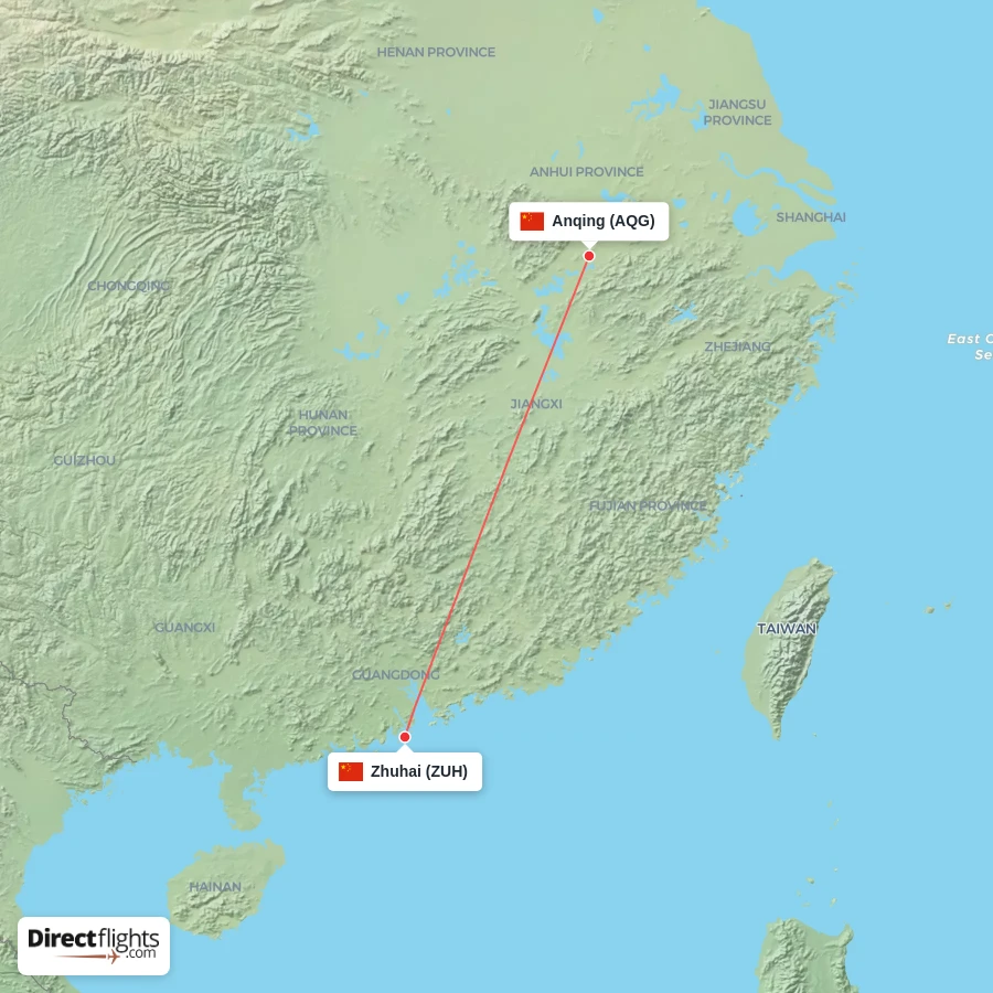 AQG - ZUH route map
