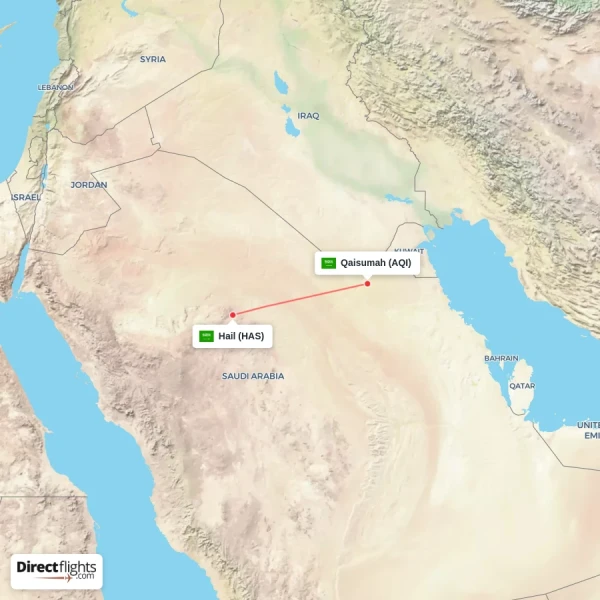 Qaisumah - Hail direct flight map