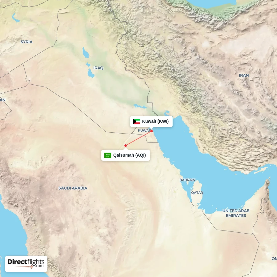 AQI - KWI route map