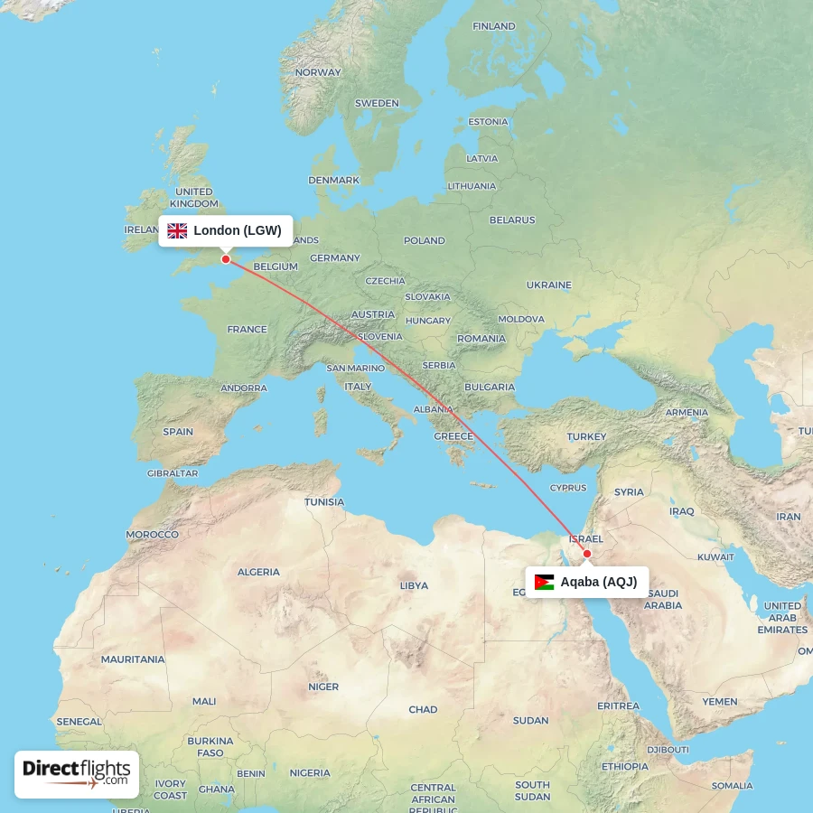 AQJ - LGW route map