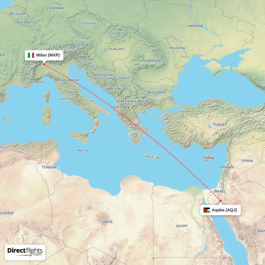 AQJ - MXP route map