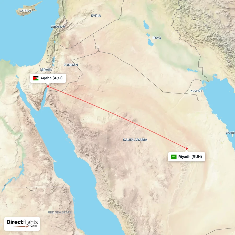 AQJ - RUH route map