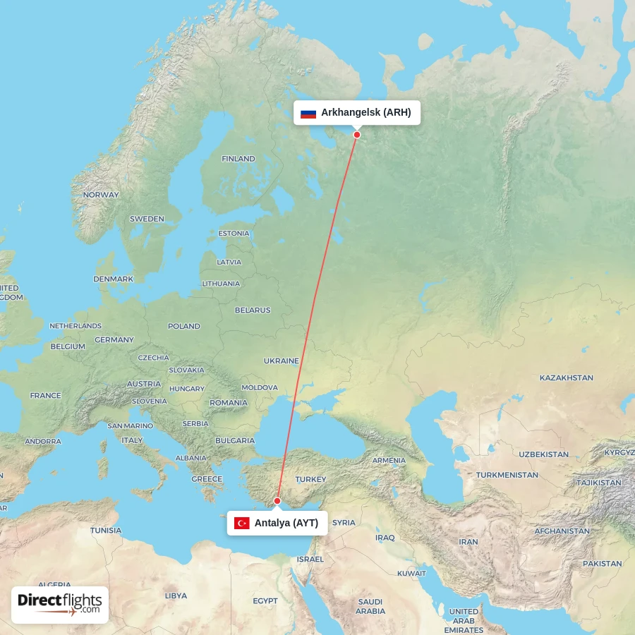 ARH - AYT route map
