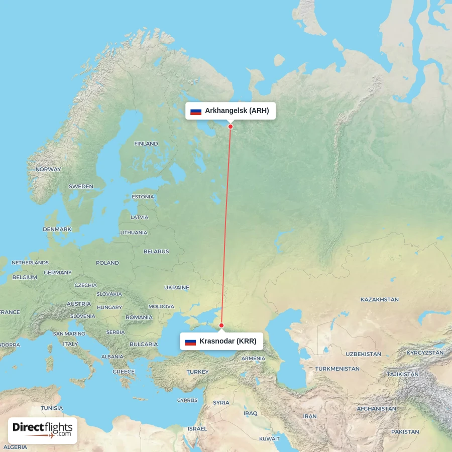 ARH - KRR route map