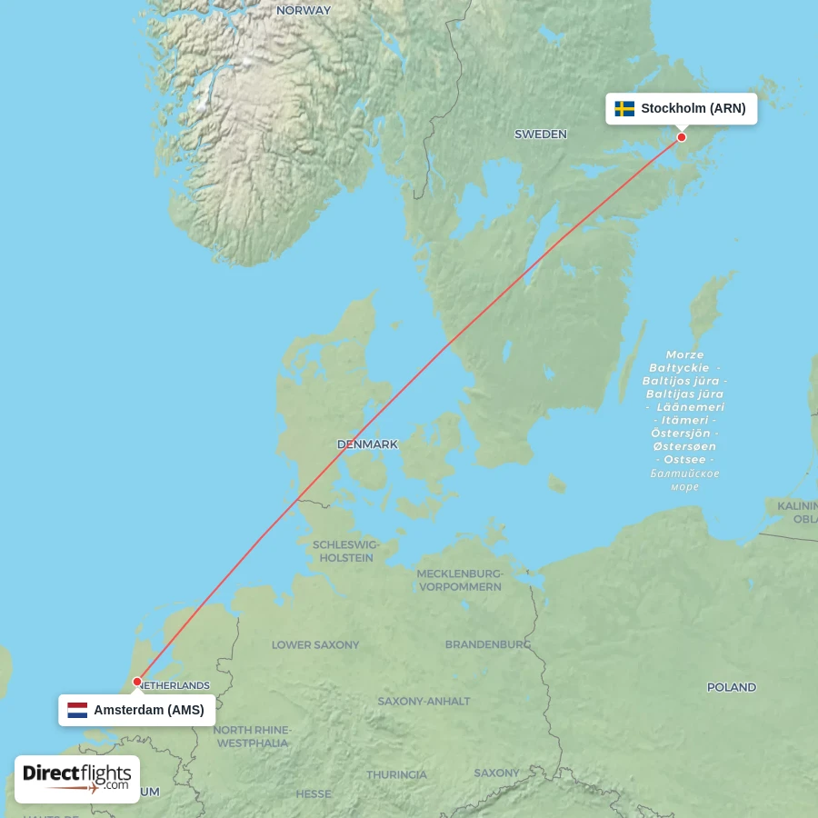 ARN - AMS route map