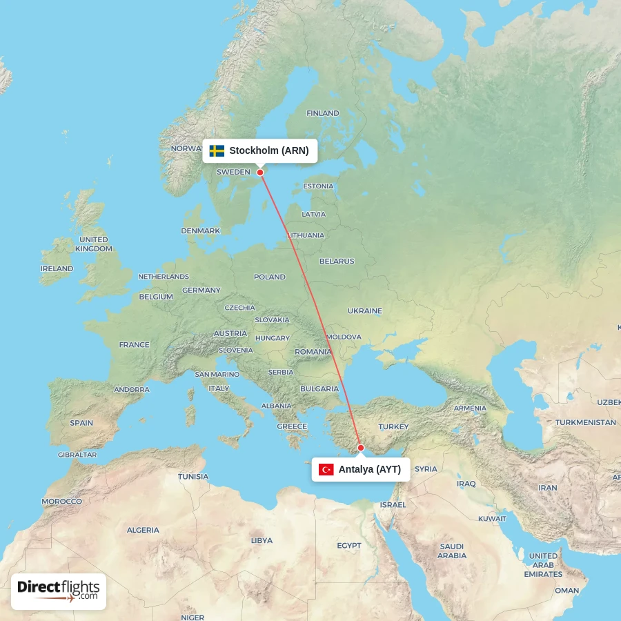 ARN - AYT route map