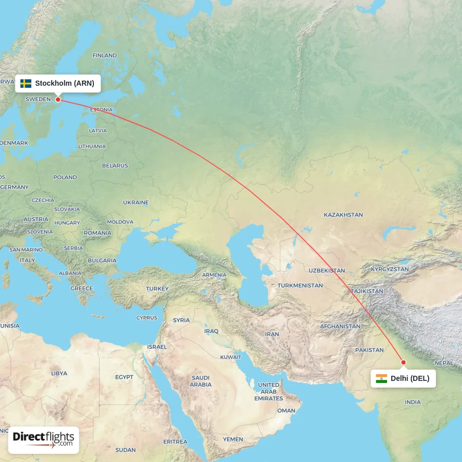 ARN - DEL route map